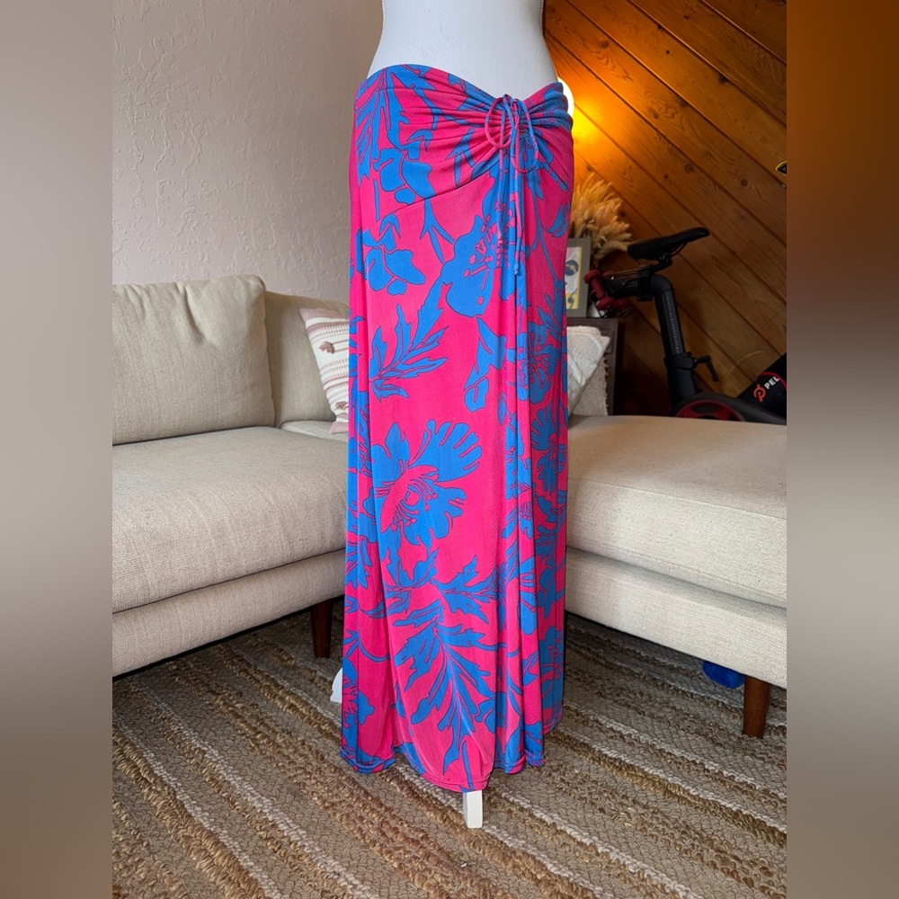 Vibrant Free People Convertible Dress/Skirt Pink & Blue Hawaiian